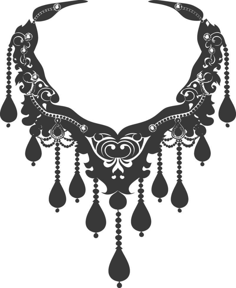 Silhouette jewelry necklace accessories black color only vector