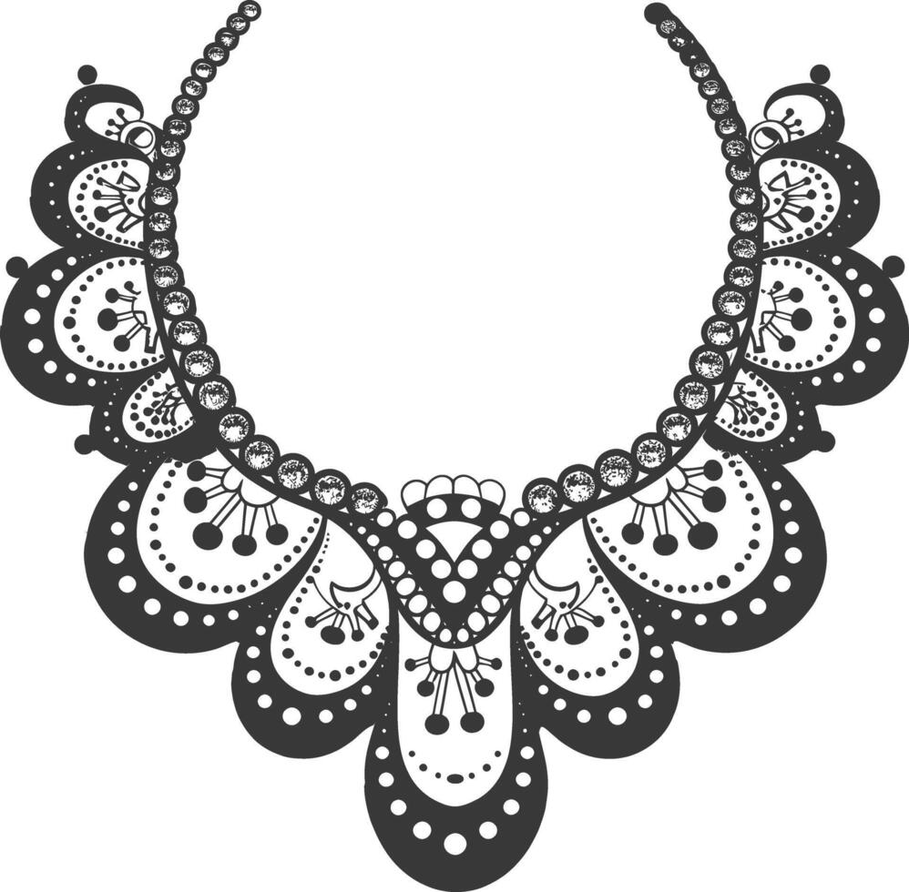 silueta joyería collar accesorios negro color solamente vector