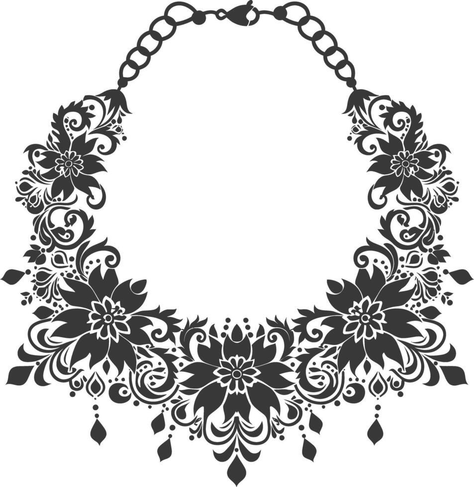 Silhouette jewelry necklace accessories black color only vector