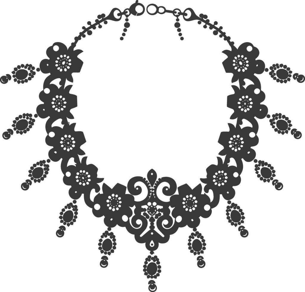 silueta joyería collar accesorios negro color solamente vector