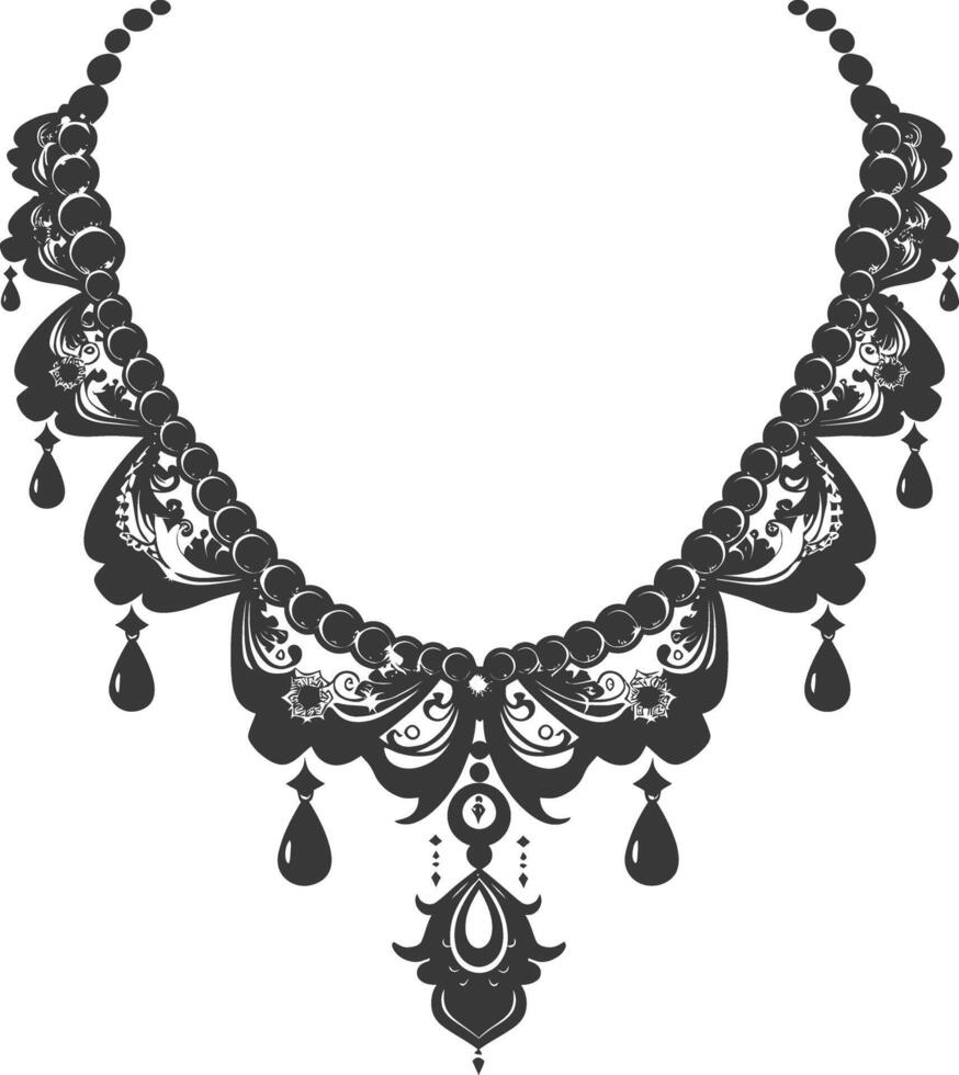 Silhouette jewelry necklace accessories black color only vector