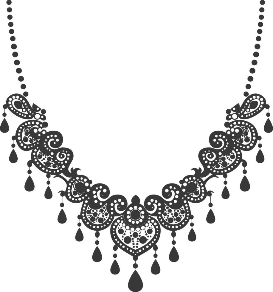 Silhouette jewelry necklace accessories black color only vector