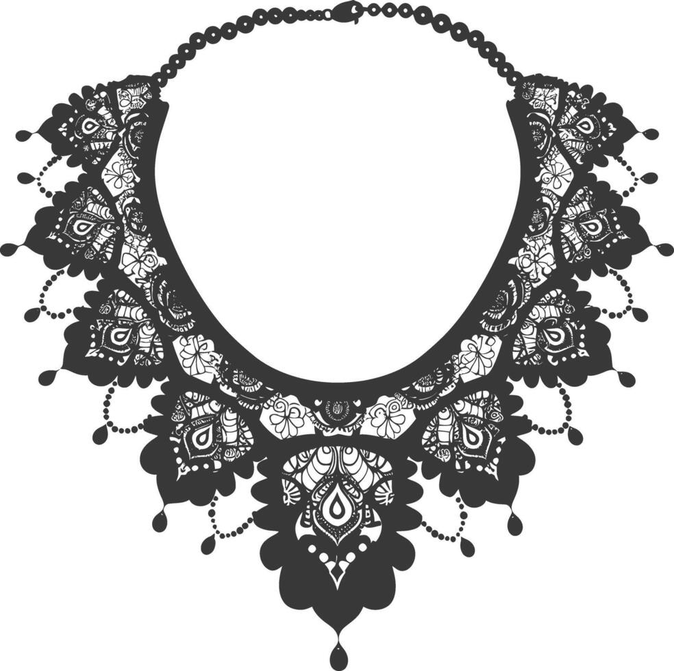 Silhouette jewelry necklace accessories black color only vector