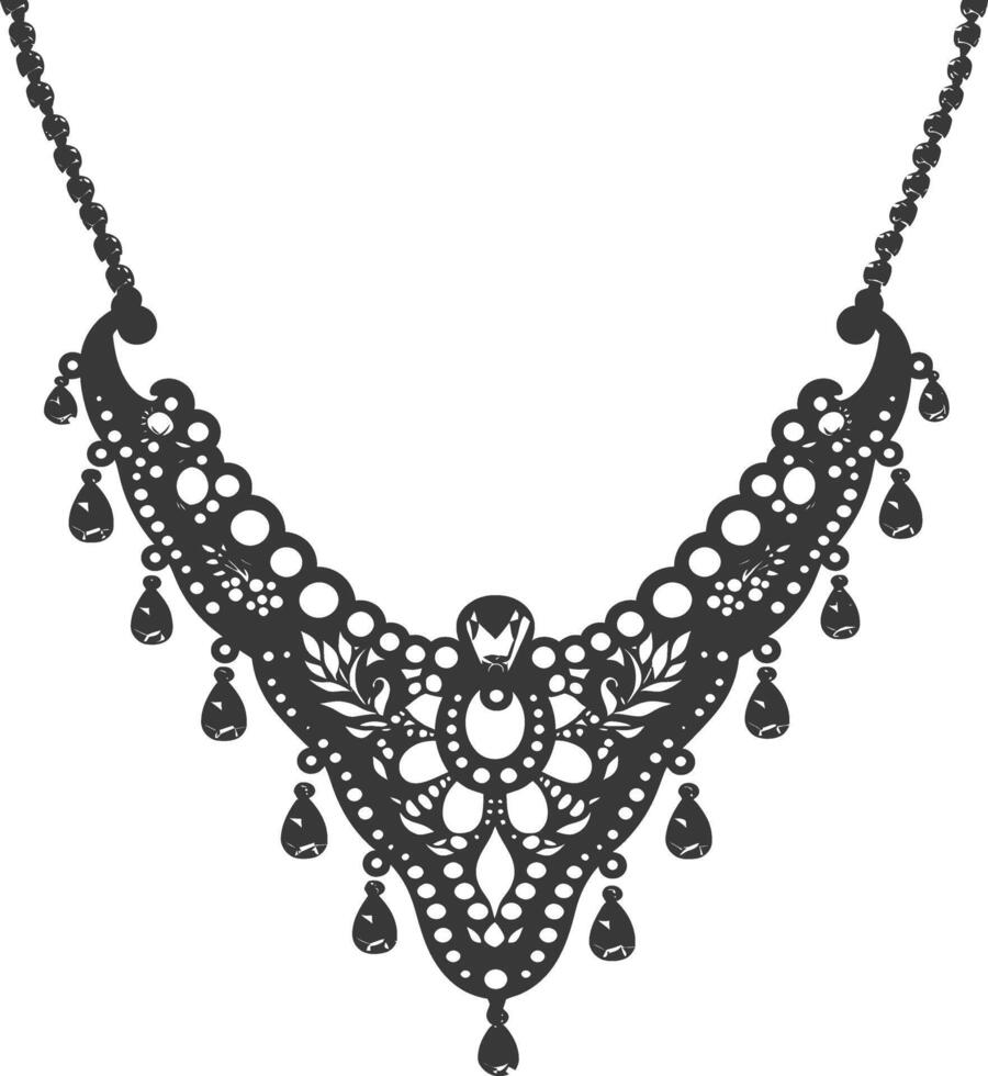 Silhouette jewelry necklace accessories black color only vector