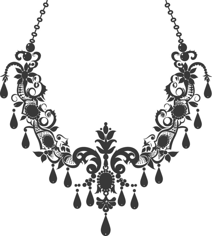 Silhouette jewelry necklace accessories black color only vector