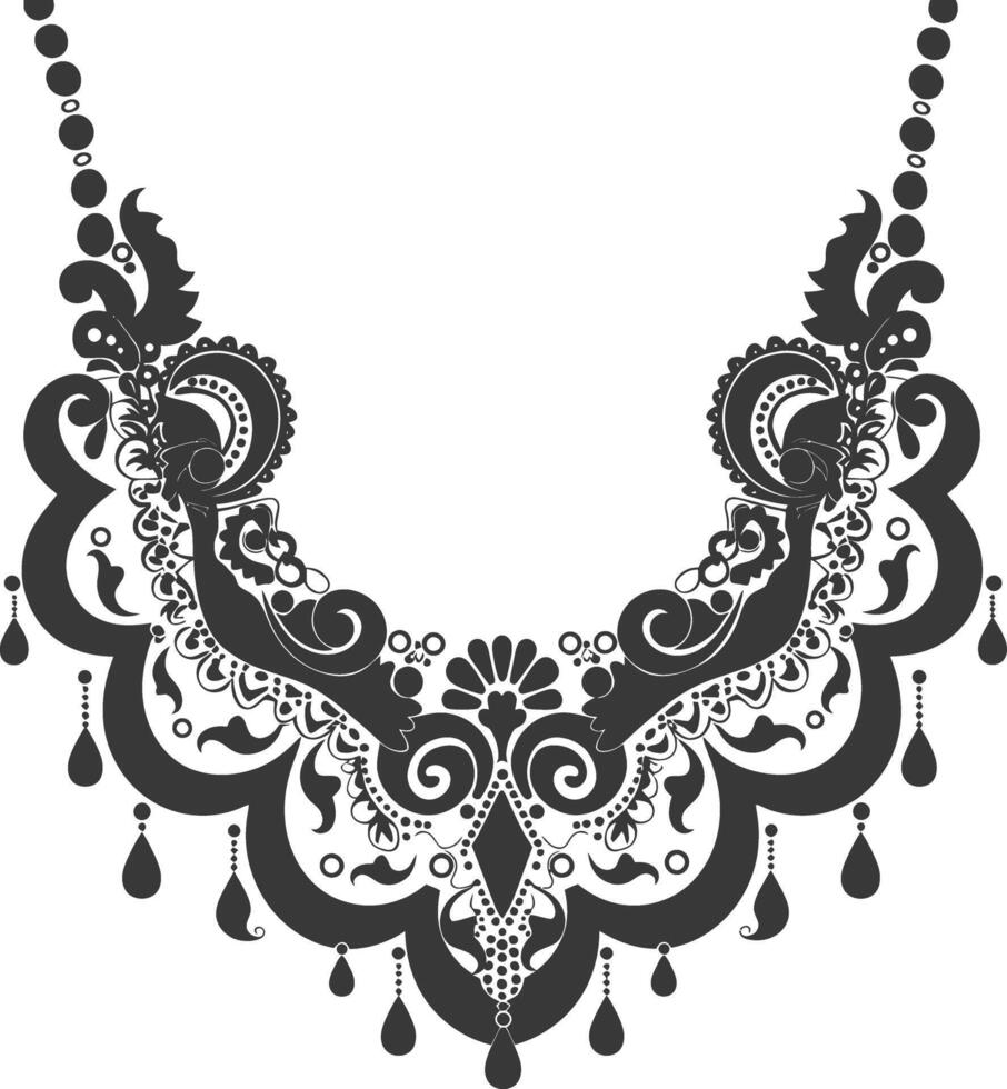 Silhouette jewelry necklace accessories black color only vector