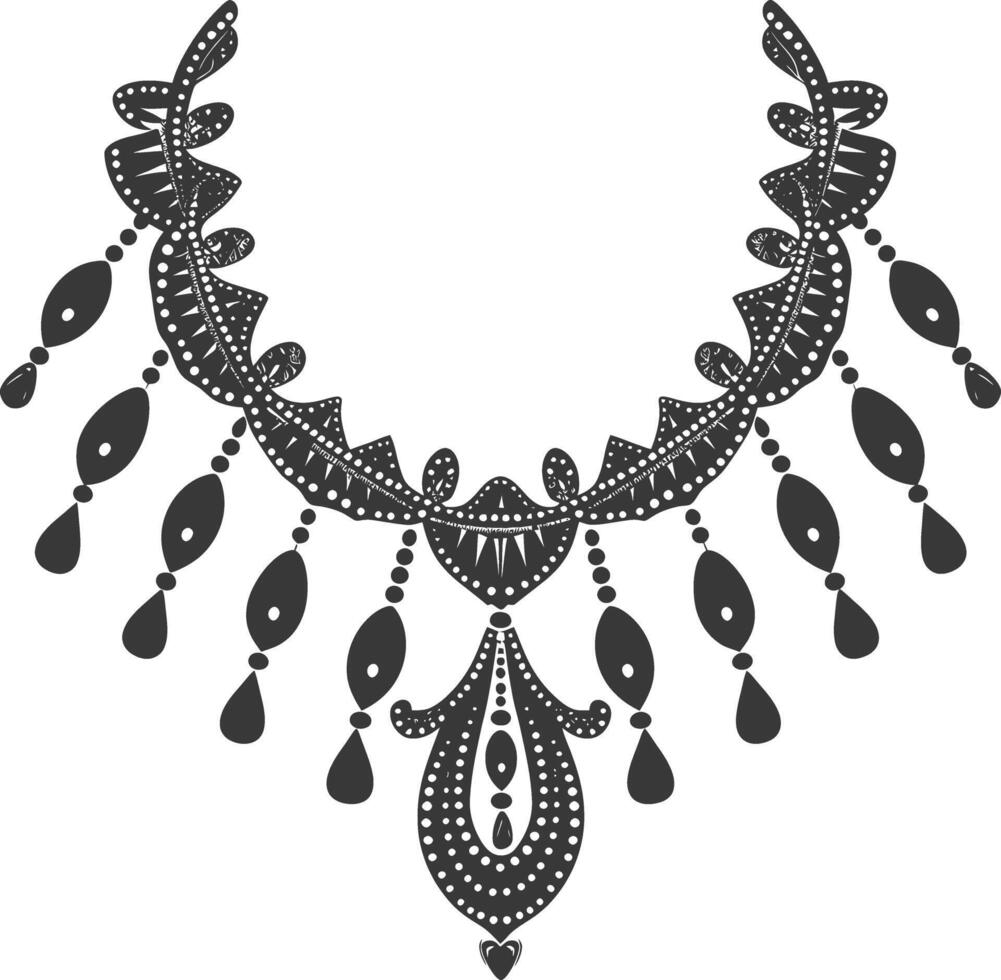 Silhouette jewelry necklace accessories black color only vector