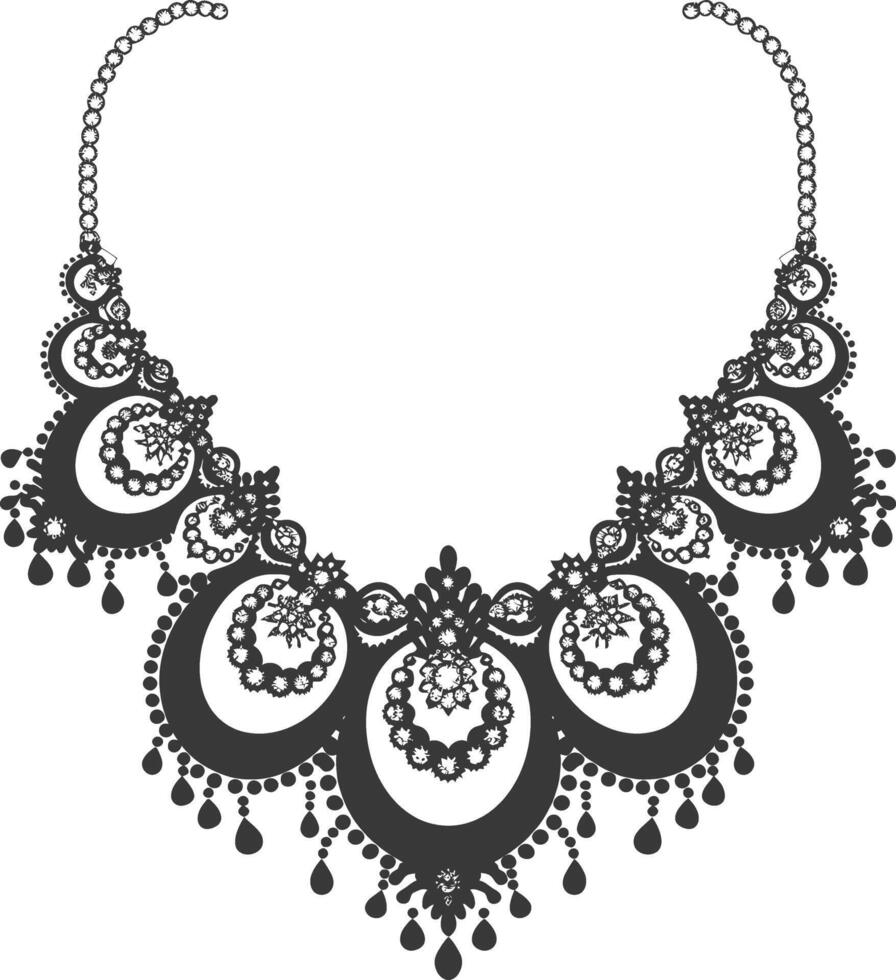 silueta joyería collar accesorios negro color solamente vector