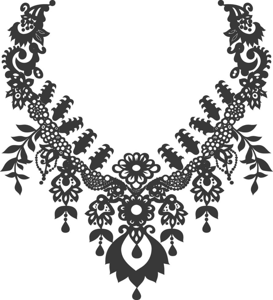 silueta joyería collar accesorios negro color solamente vector