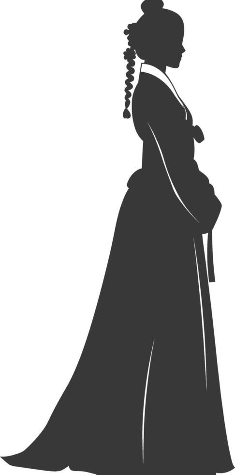 Silhouette independent korean women wearing hanbok black color only vector