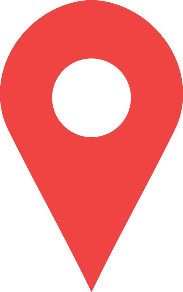 red pin street point flat clipart minimalistic on white background illustration vector