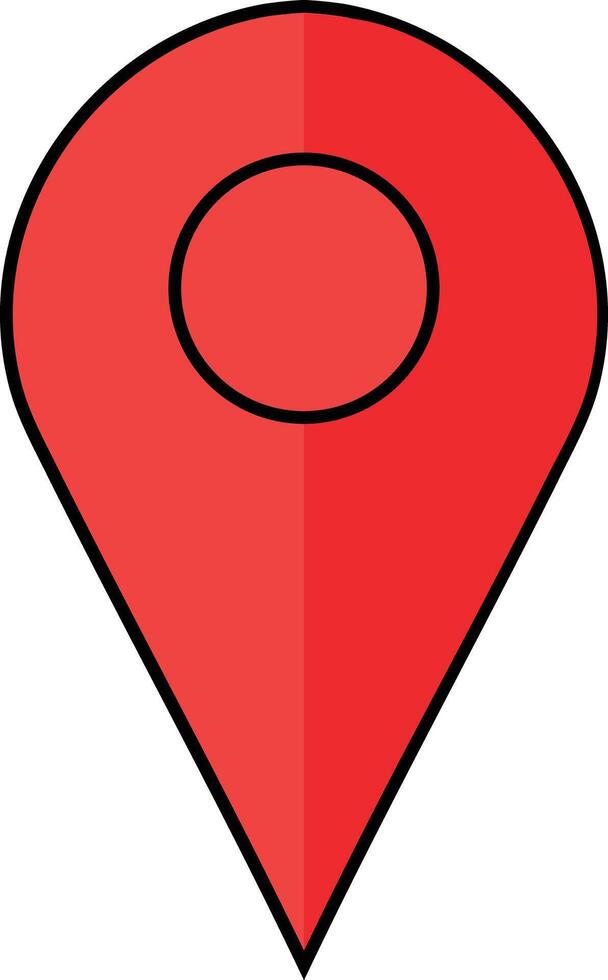 red pin street point flat clipart minimalistic on white background illustration vector