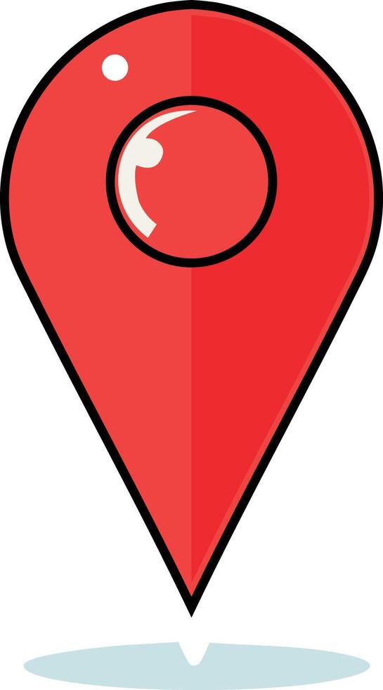 red pin street point flat clipart minimalistic on white background illustration vector