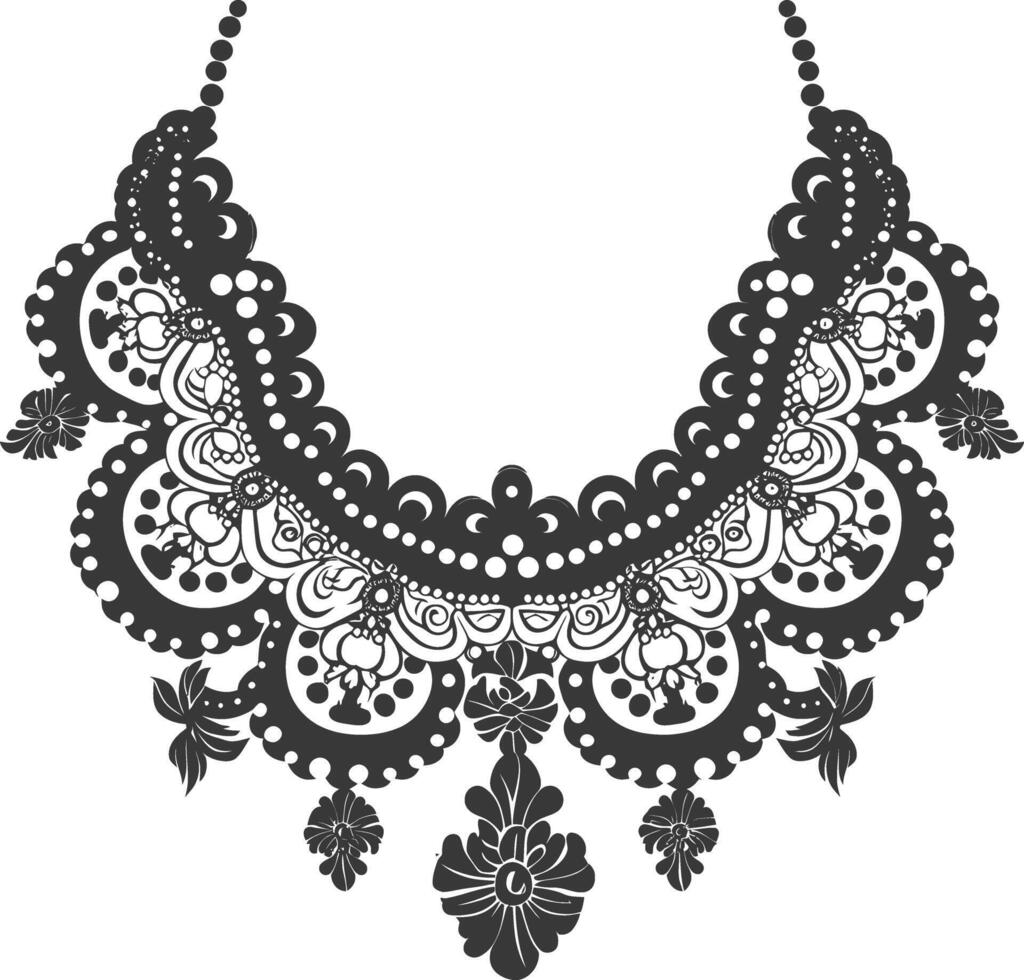 silueta joyería collar accesorios negro color solamente vector