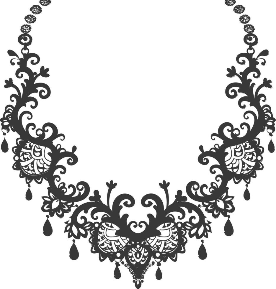 Silhouette jewelry necklace accessories black color only vector