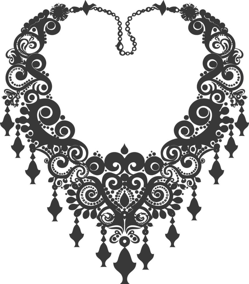 Silhouette jewelry necklace accessories black color only vector