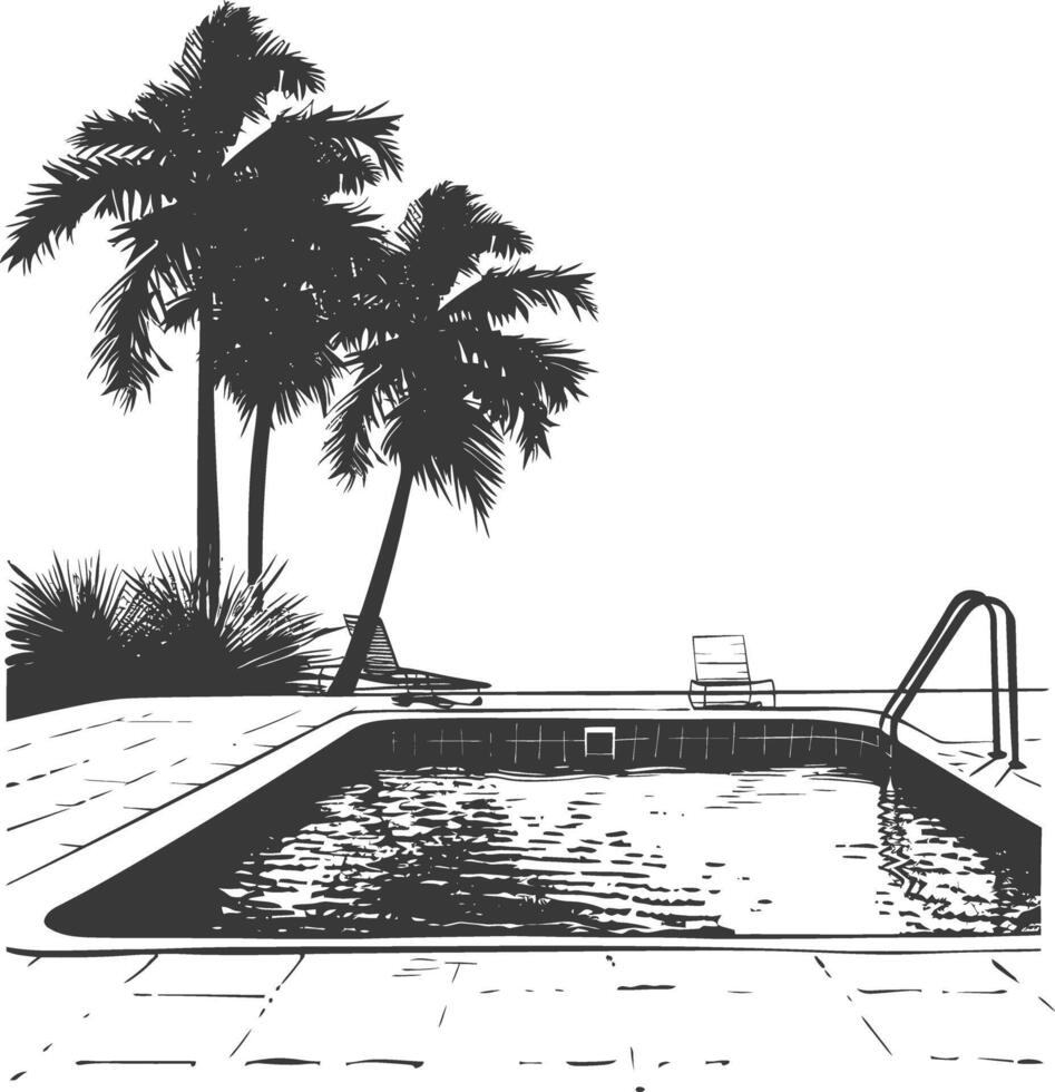 Silhouette swimming pool black color only vector