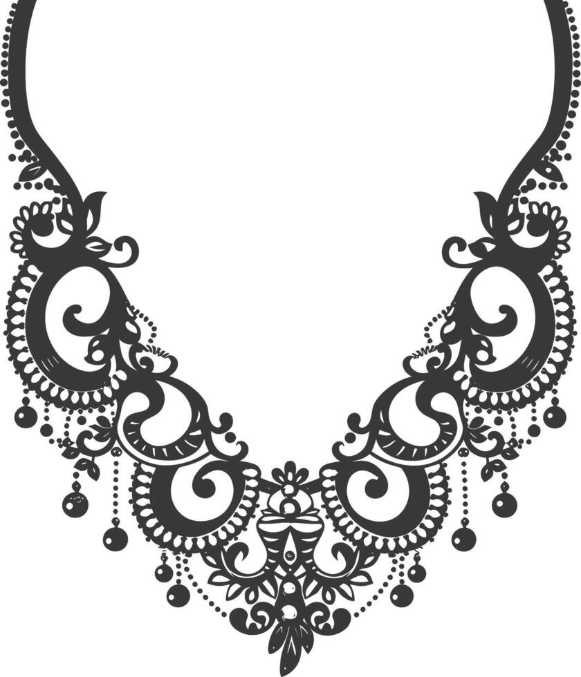 Silhouette jewelry necklace accessories black color only vector
