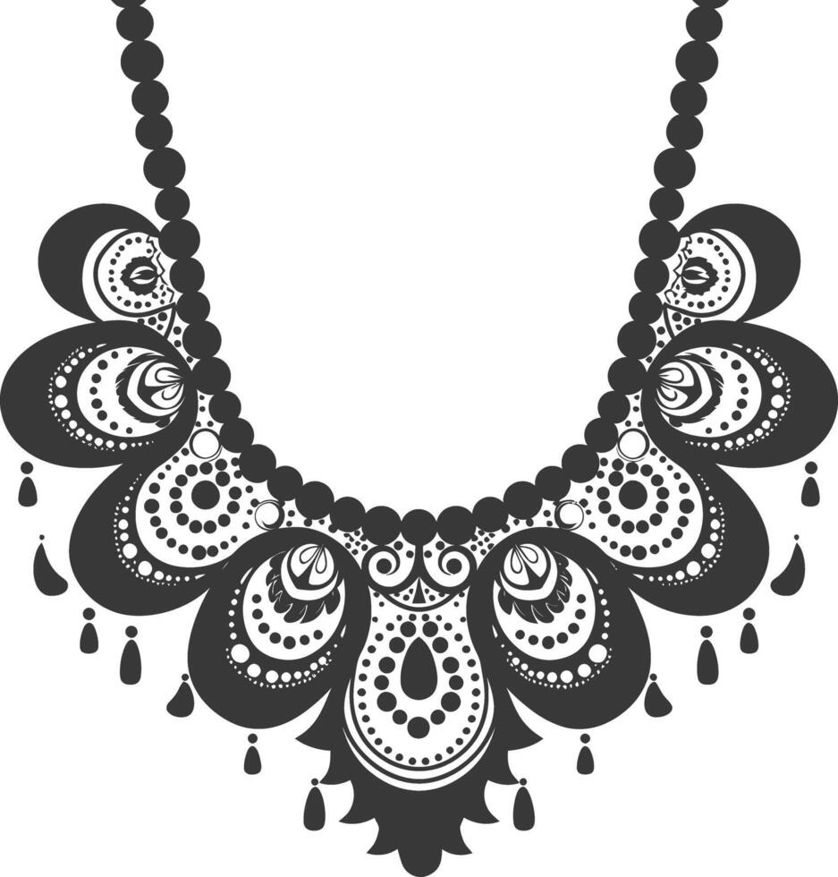 Silhouette jewelry necklace accessories black color only vector