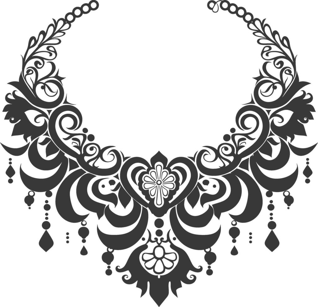 Silhouette jewelry necklace accessories black color only vector