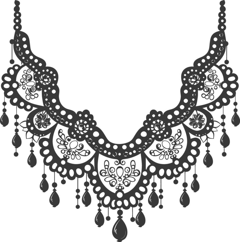 Silhouette jewelry necklace accessories black color only vector