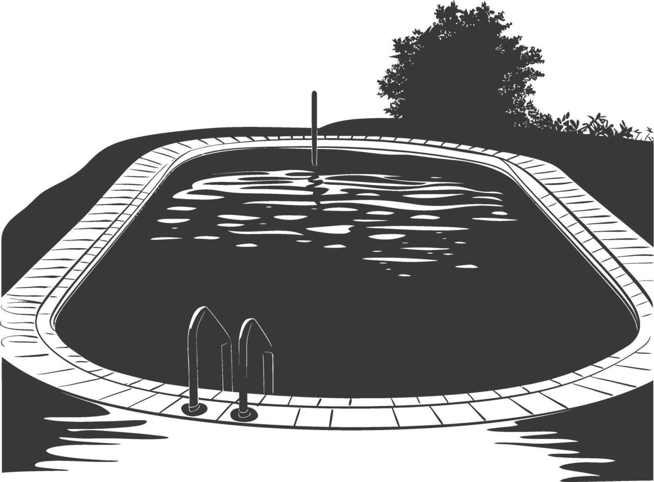 Silhouette swimming pool black color only vector