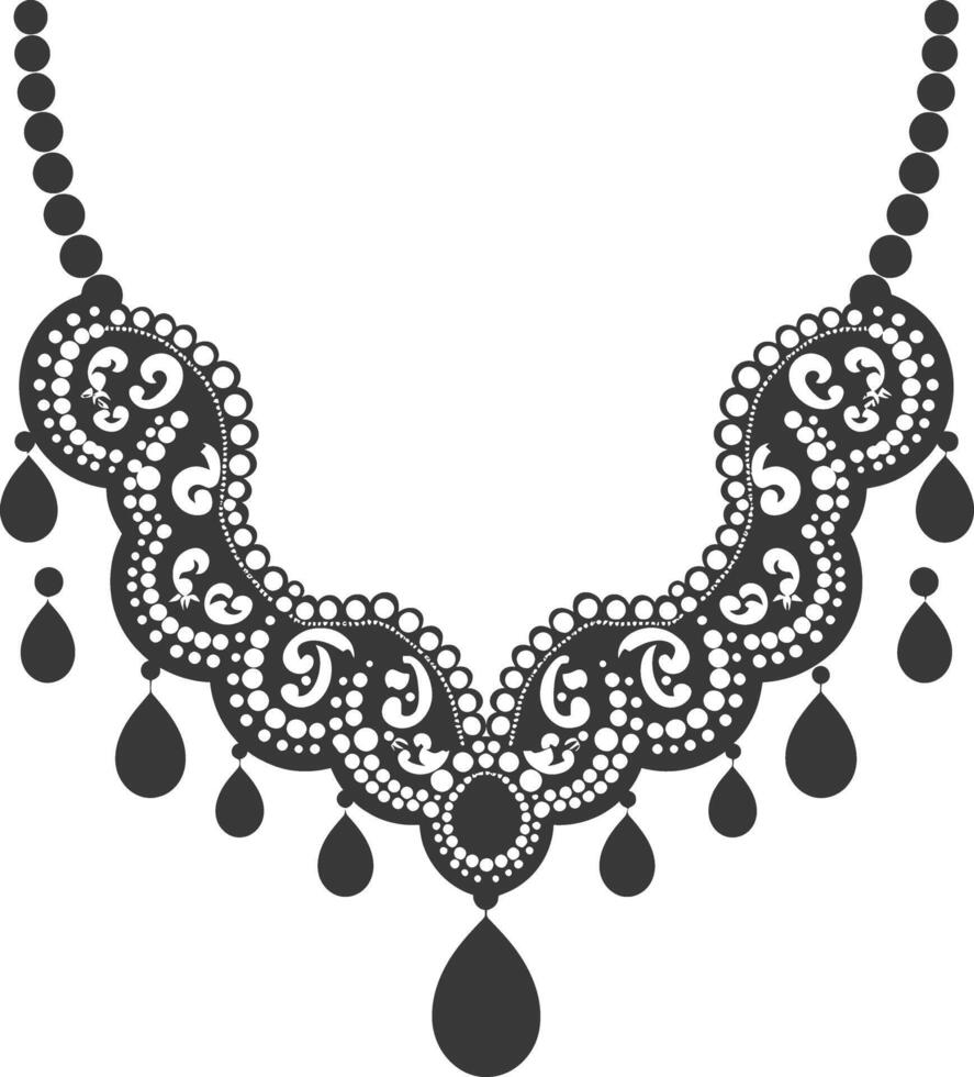 silueta joyería collar accesorios negro color solamente vector