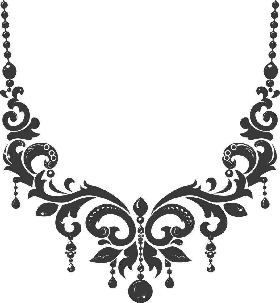 Silhouette jewelry necklace accessories black color only vector