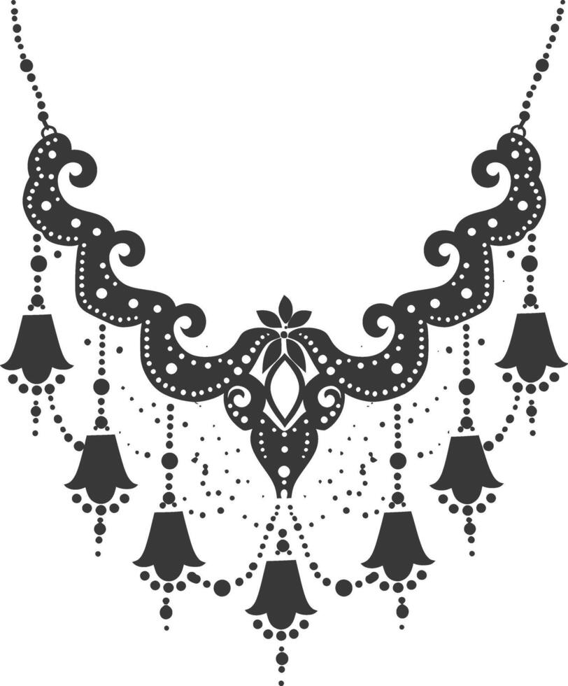 Silhouette jewelry necklace accessories black color only vector