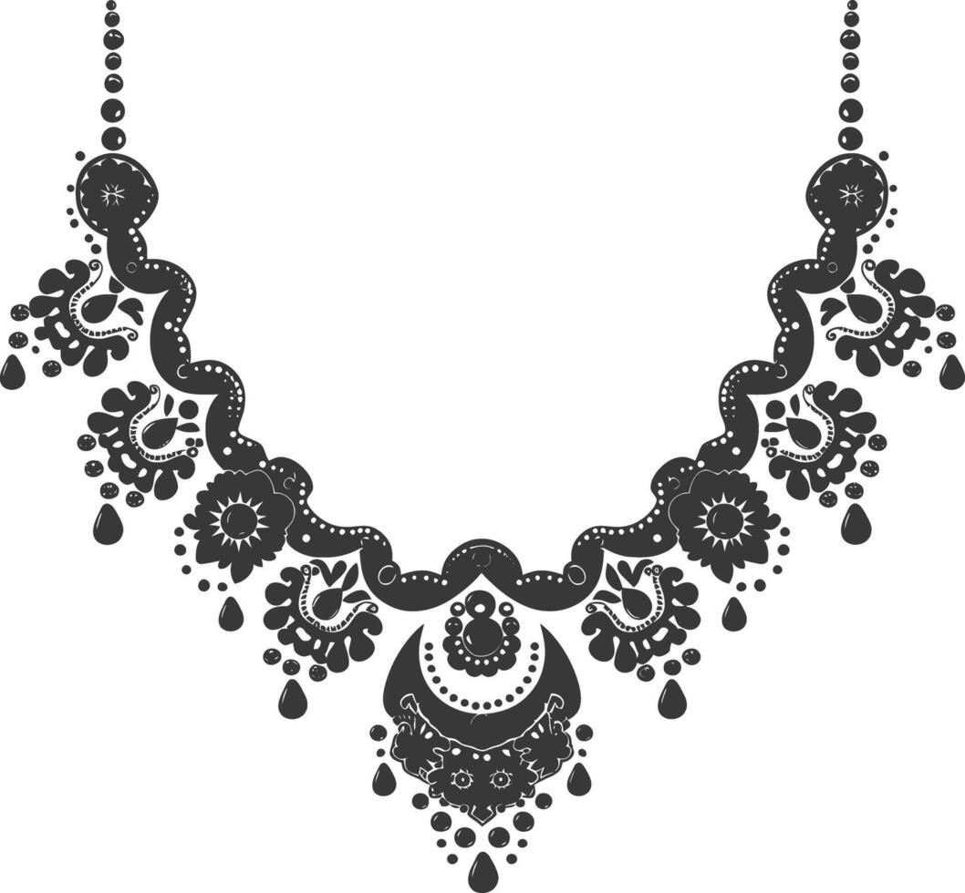 Silhouette jewelry necklace accessories black color only vector