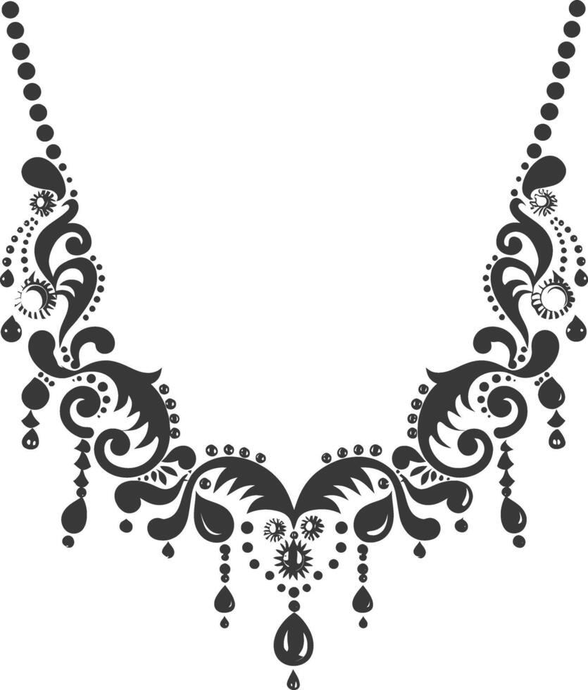 Silhouette jewelry necklace accessories black color only vector