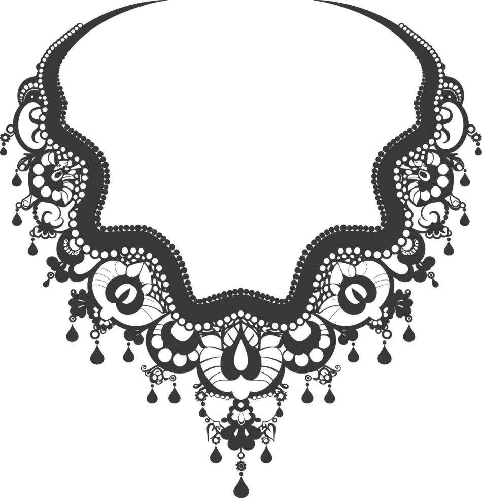 Silhouette jewelry necklace accessories black color only vector