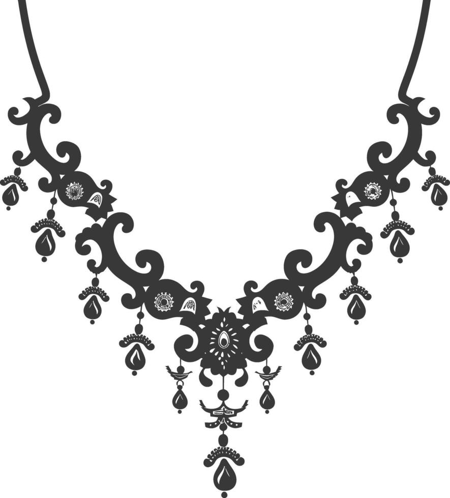 Silhouette jewelry necklace accessories black color only vector