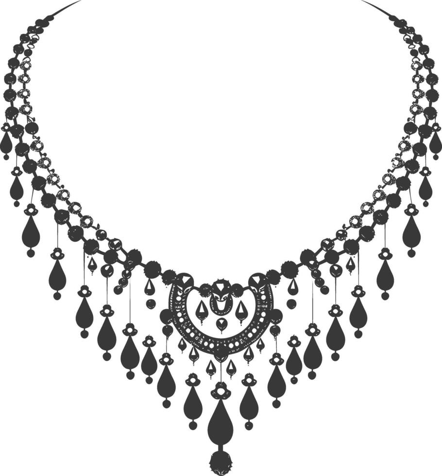 Silhouette jewelry necklace accessories black color only vector