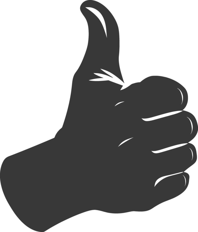 Silhouette thumb up like or agree logo symbol black color only vector
