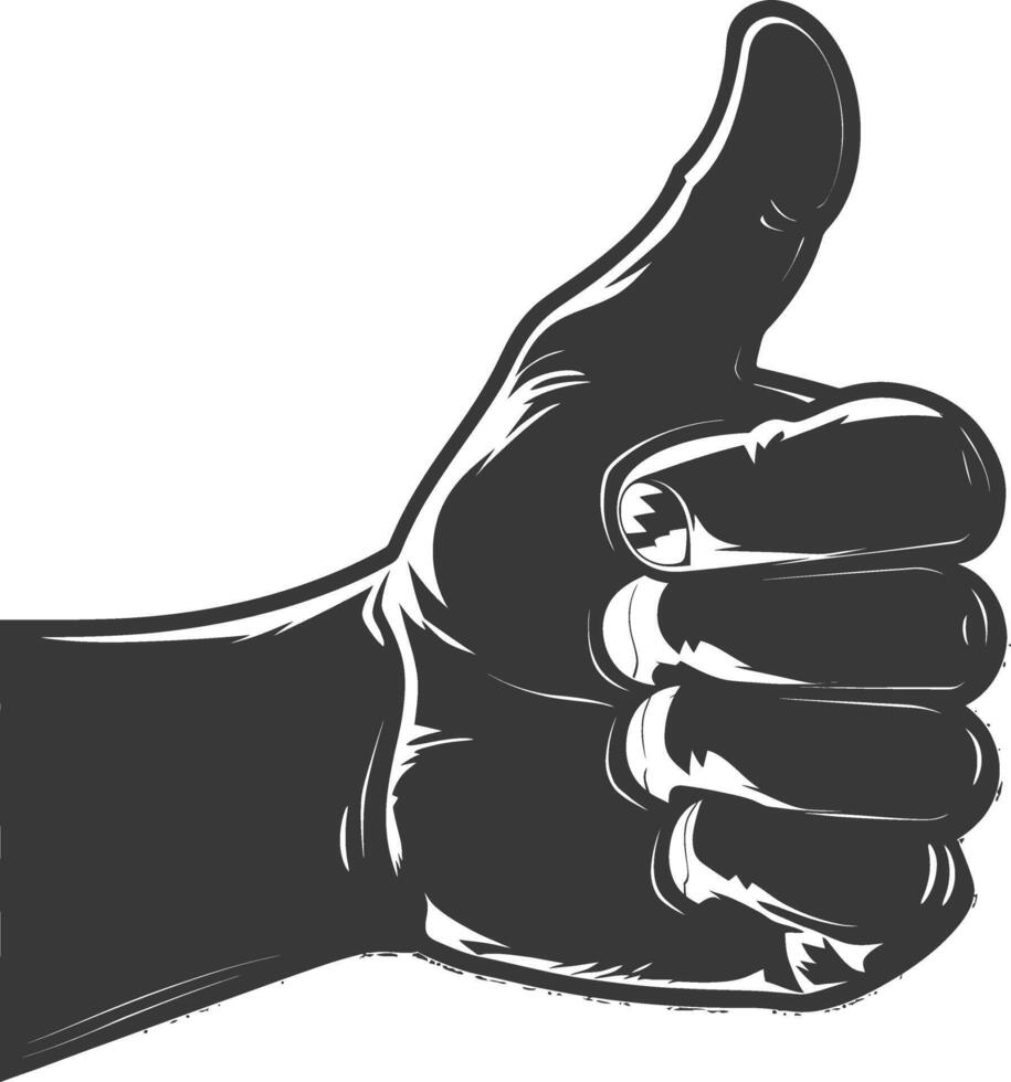 Silhouette thumb up like or agree logo symbol black color only vector