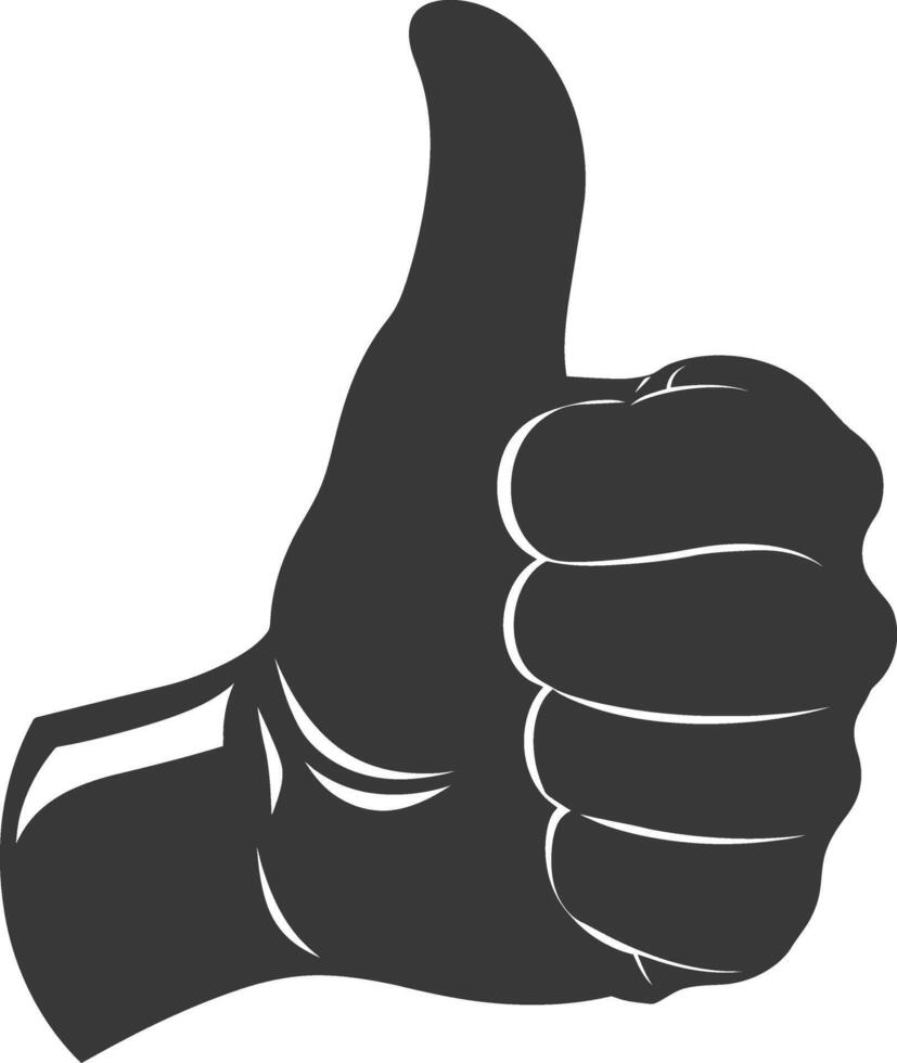 Silhouette thumb up like or agree logo symbol black color only vector