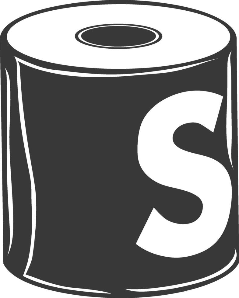 Silhouette toilet paper black color only vector