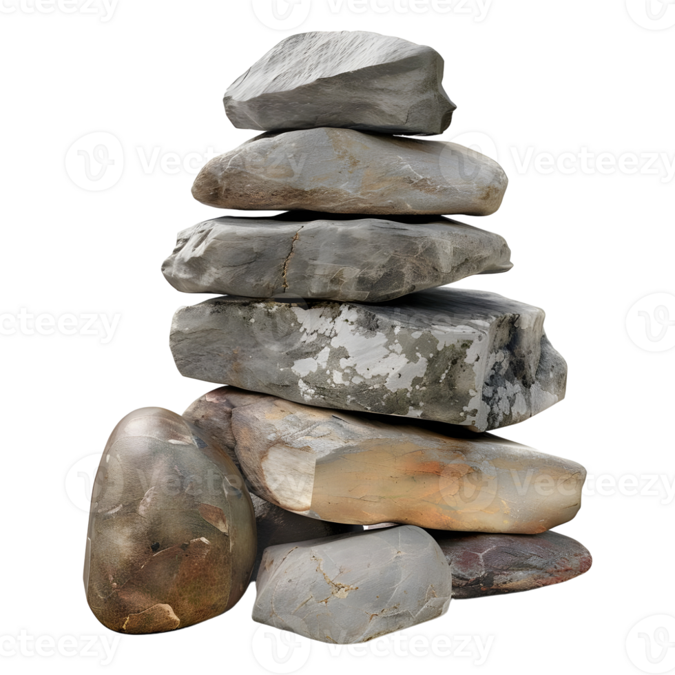 Different Kind of Stones Stack on Transparent background png