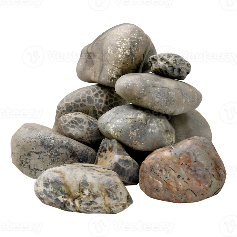 Different Kind of Stones Stack on Transparent background png