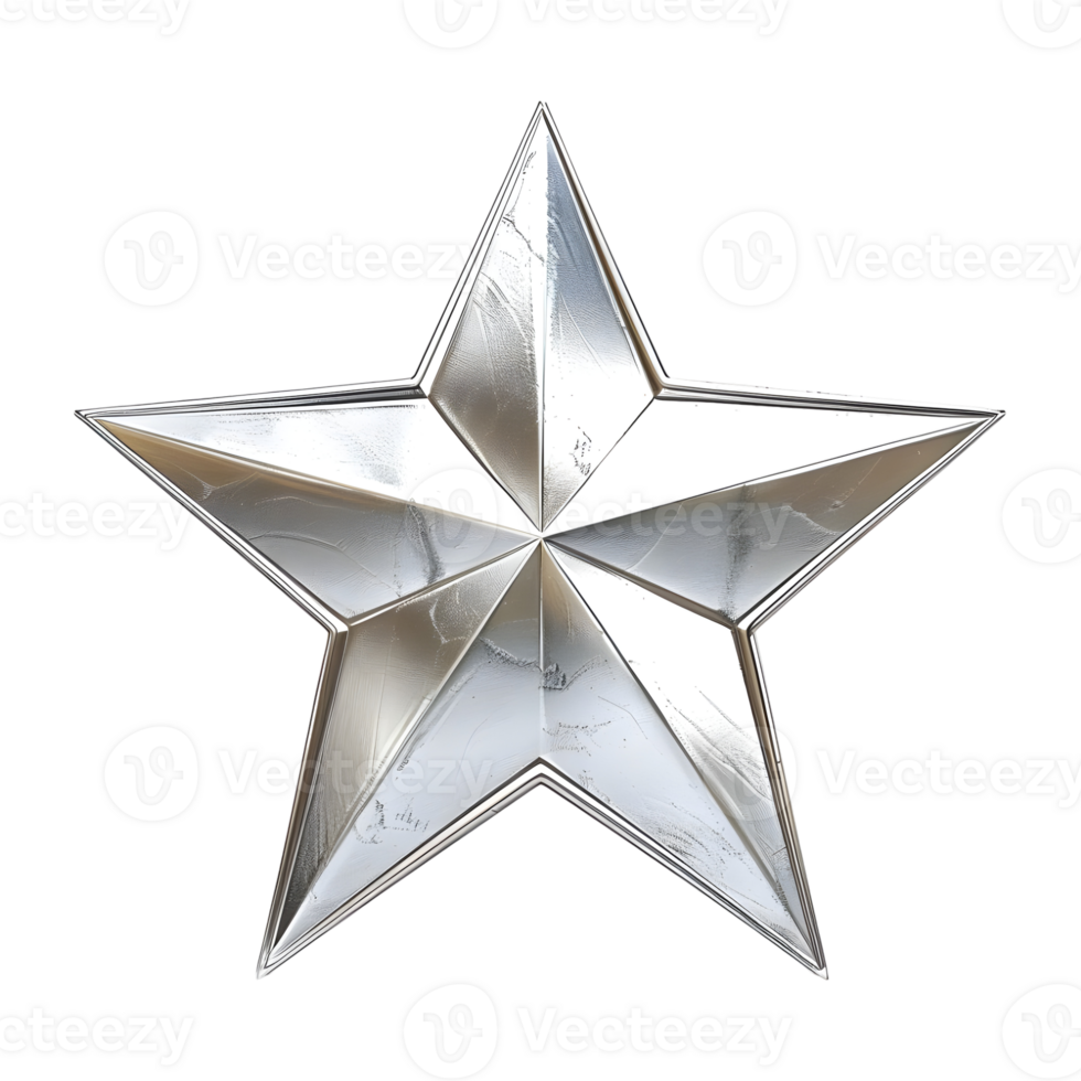 Silver 3D Star on Transparent background png