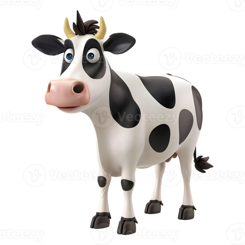 3D Rendering of a European Cow on Transparent Background png