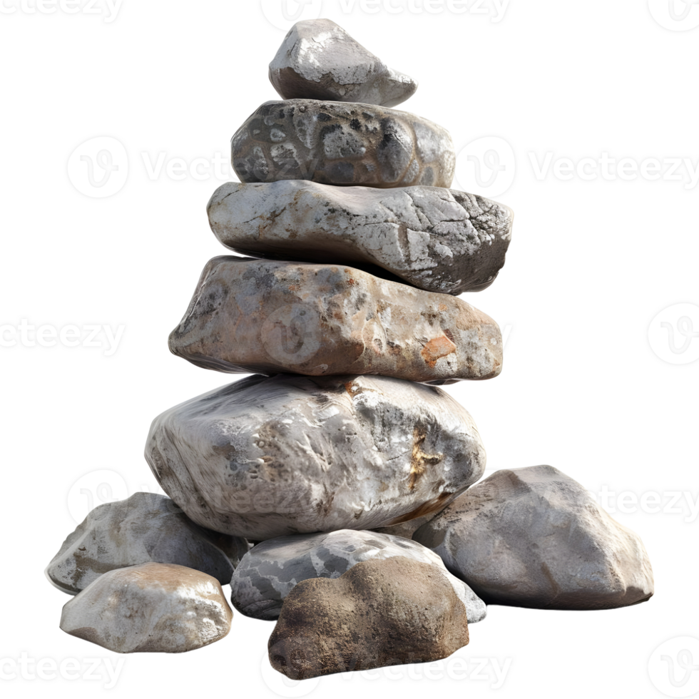 Different Kind of Stones Stack on Transparent background png