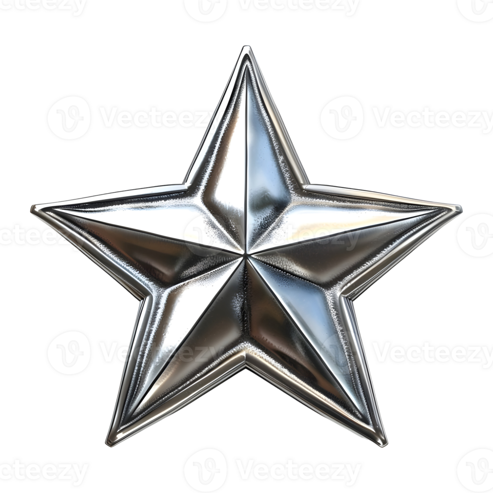 Silver 3D Star on Transparent background png