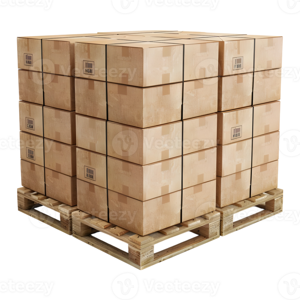 3D Rendering of a Wooden Rack for Delivery Boxes on Transparent Background png
