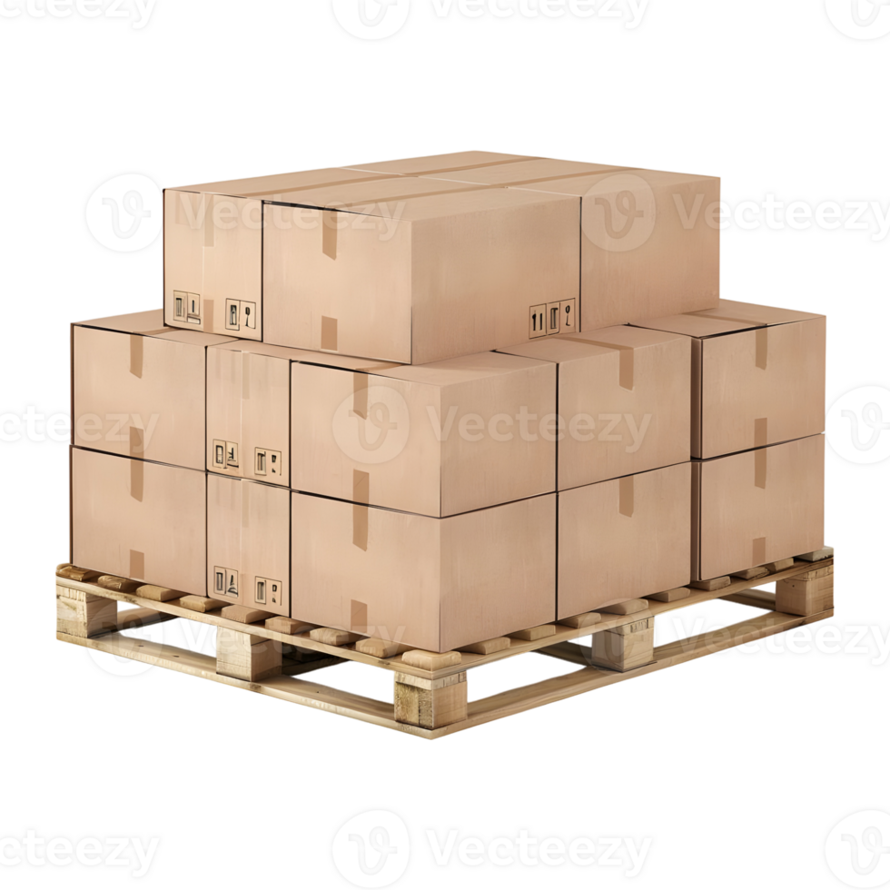 3D Rendering of a Wooden Rack for Delivery Boxes on Transparent Background png