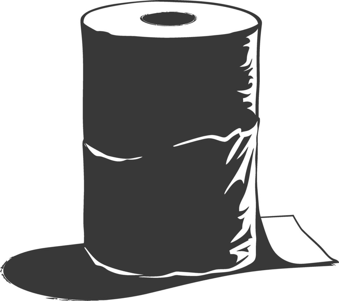Silhouette toilet paper black color only vector