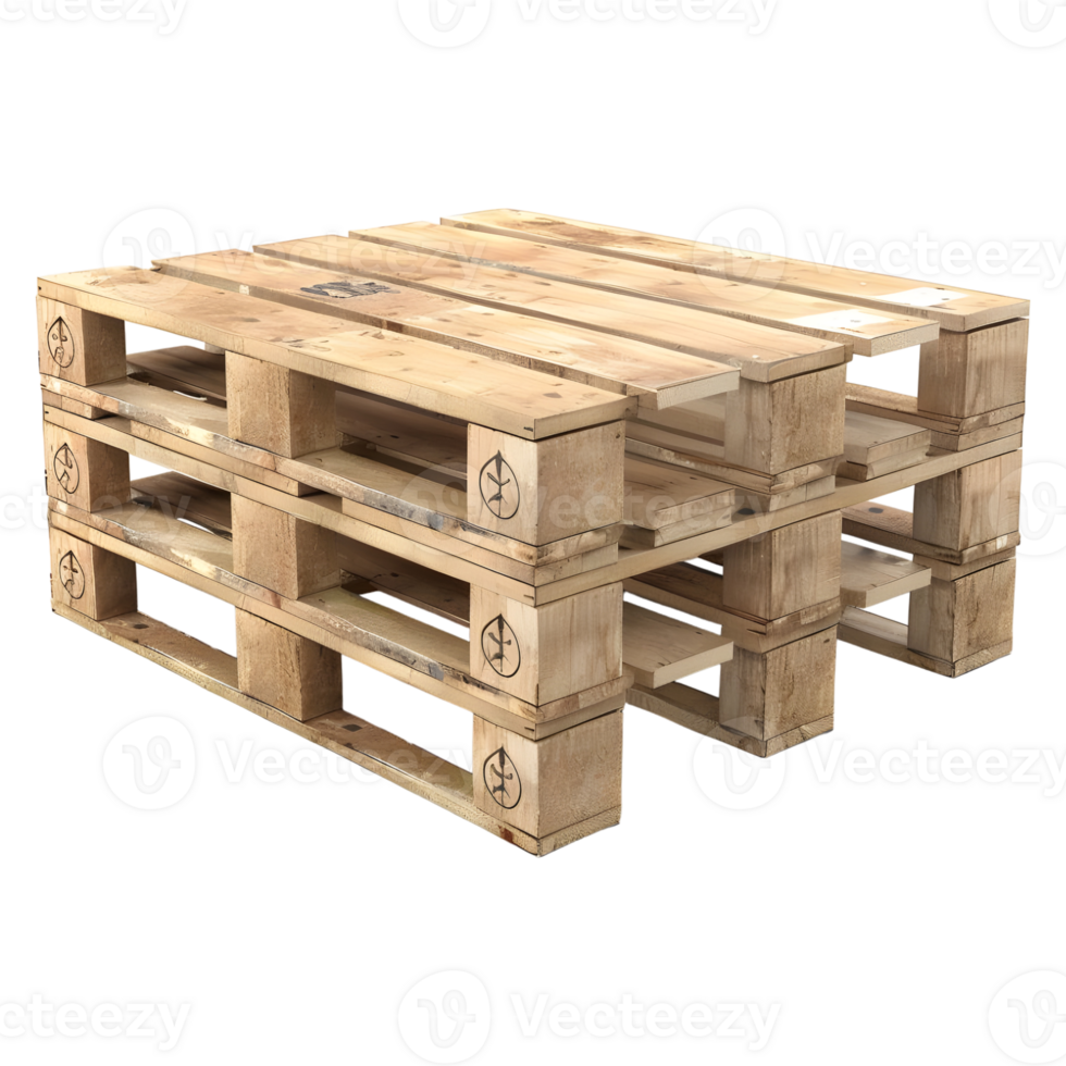 3D Rendering of a Wooden Rack for Delivery Boxes on Transparent Background png