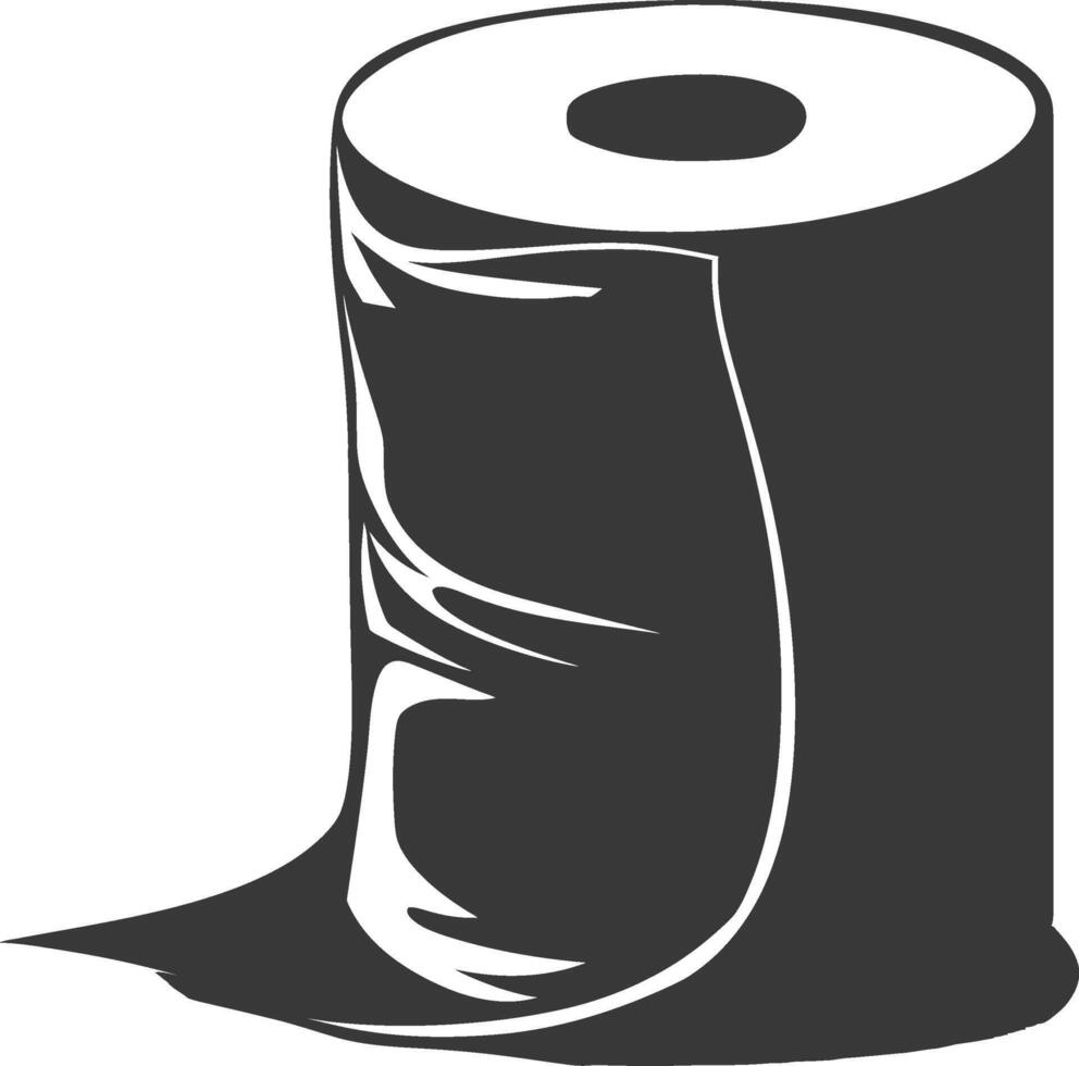 Silhouette toilet paper black color only vector