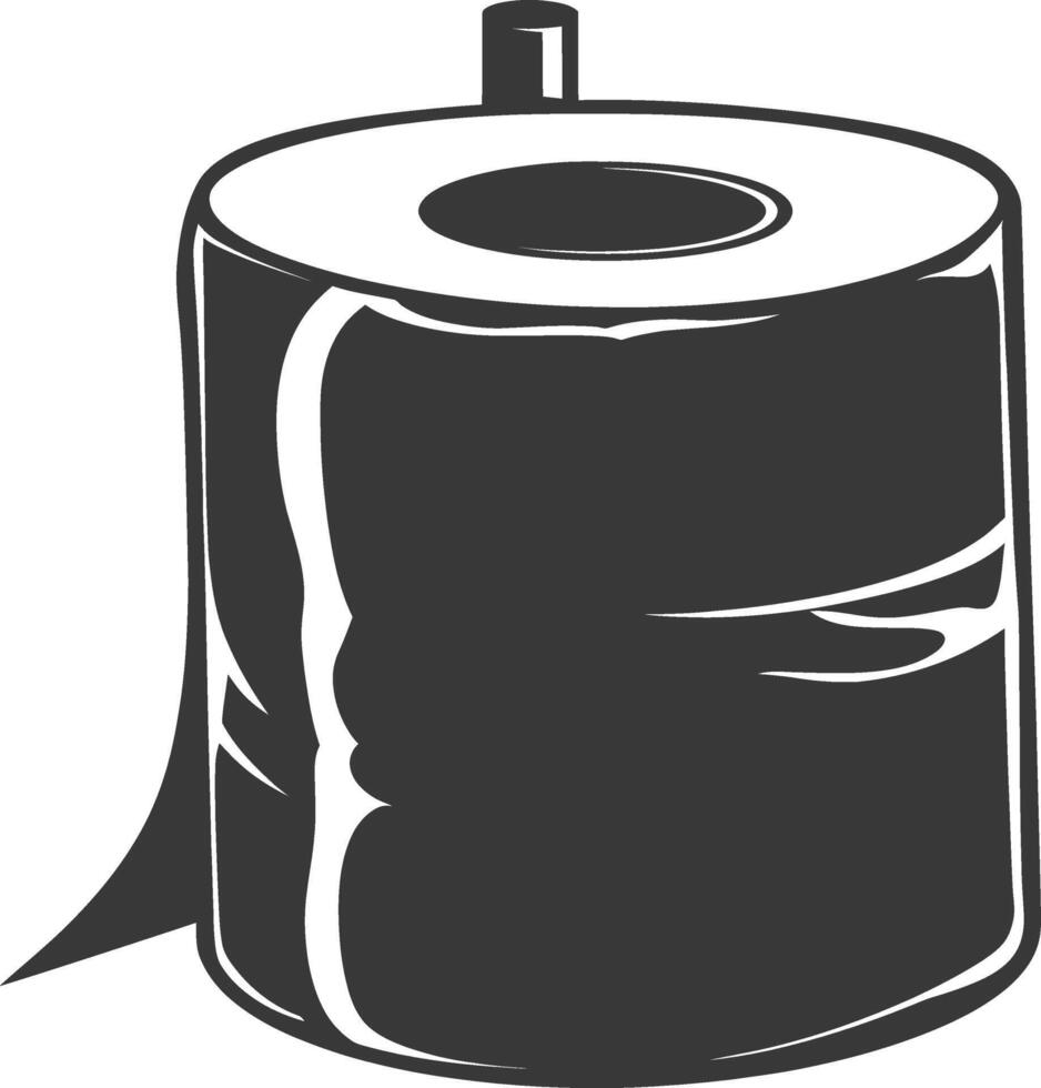 Silhouette toilet paper black color only vector